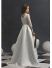 Pearls Beaded Ivory Lace Satin Floor Length Flower Girl Dress